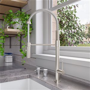 ALFI Brand Commercial Spring Pull-Out Kitchen Faucet - Brushed Nickel