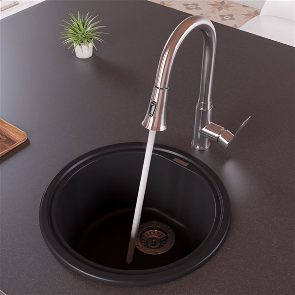 ALFI brand Gooseneck Pull-Out Kitchen Faucet - Brushed Nickel