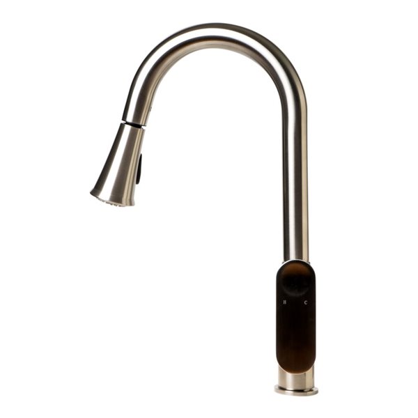 ALFI brand Gooseneck Pull-Out Kitchen Faucet - Brushed Nickel