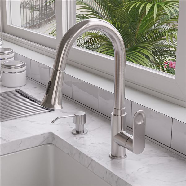Image of Alfi Brand | Gooseneck Pull-Out Kitchen Faucet - Brushed Nickel | Rona