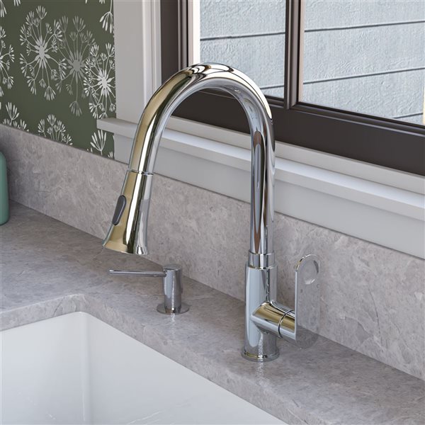 Image of Alfi Brand | Gooseneck Pull-Out Kitchen Faucet - Polished Chrome | Rona