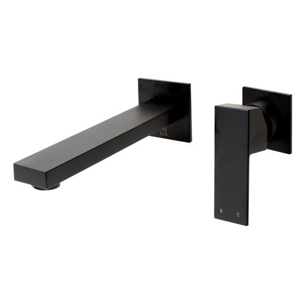 ALFI brand Single Lever Wall Mounted Bathroom Faucet - Black Matte