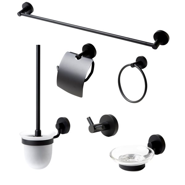 Image of Alfi Brand | Bathroom Accessories - Matte Black - 6-Piece Kit | Rona