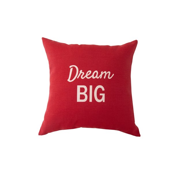 Coussin d'extérieur décoratif carré de Bozanto Inc., 16 po x 16 po, impression graphique rouge/blanche