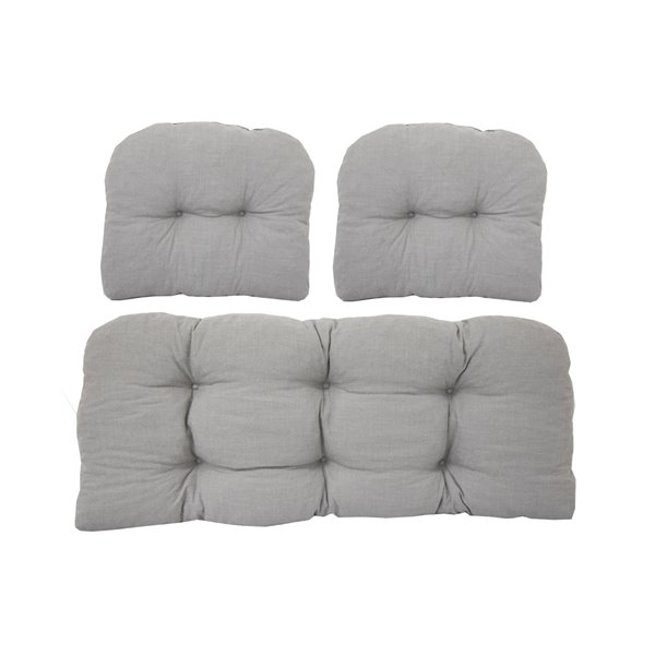 Bozanto Patio Loveseat Cushion - Light Grey - 3-Piece