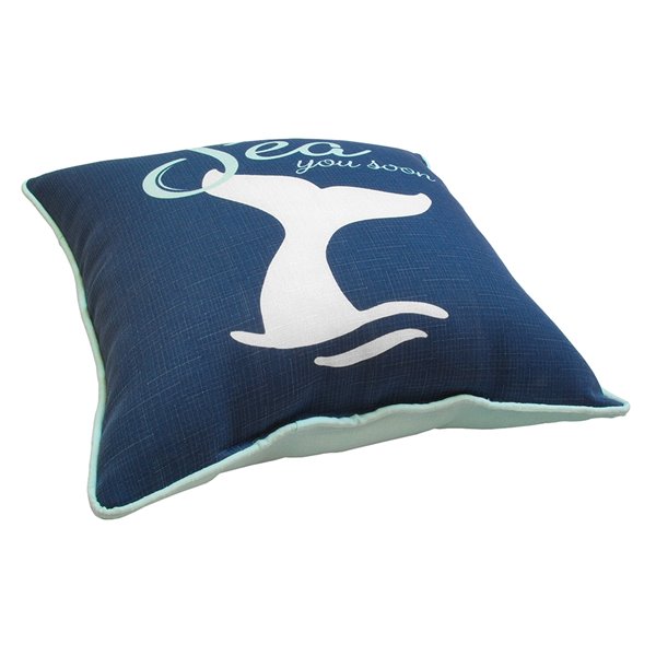 Coussin d'extérieur décoratif carré de Bozanto Inc., 16 po x 16 po, impression graphique bleue/blanche