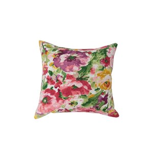 Coussin d'extérieur décoratif carré de Bozanto Inc., 16 po x 16 po, motif fleuri rose/vert