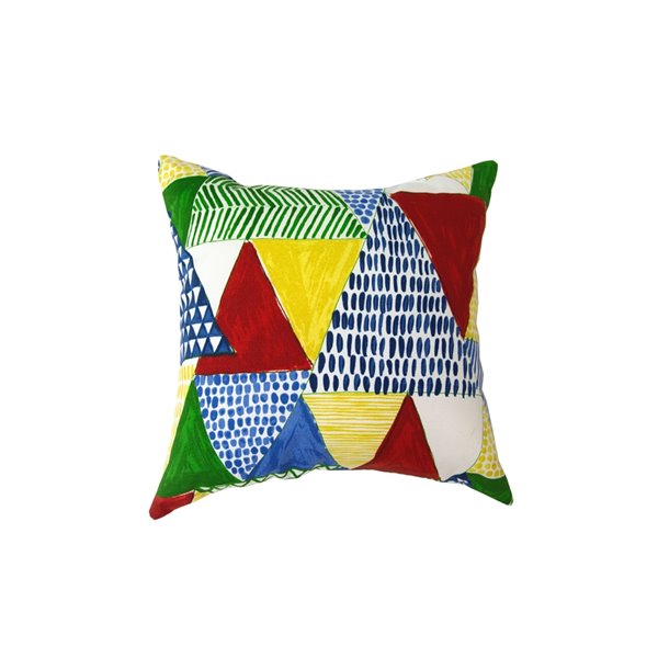 Bozanto Outdoor Decorative Square Cushion - 16-in x 16-in - Multicolour Patchwork