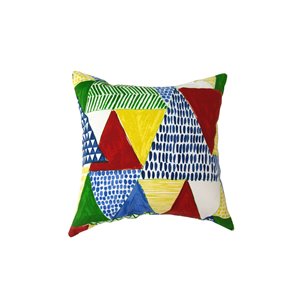 Bozanto Outdoor Decorative Square Cushion - 16-in x 16-in - Multicolour Patchwork