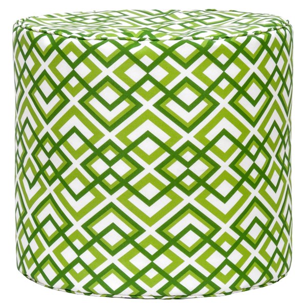 Bozanto Round Pouffe - 16-in x 17-in - Green/White