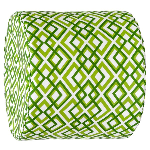 Bozanto Round Pouffe - 16-in x 17-in - Green/White