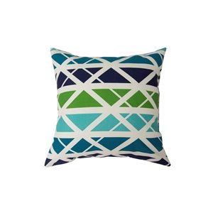 Bozanto Inc. Outdoor Decorative Square Cushion - 16-in x 16-in - Blue/Green Geometric