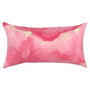 Coussin d'extérieur décoratif rectangulaire de Bozanto Inc., 10,5 po x 19 po, motif fleuri rose/blanc
