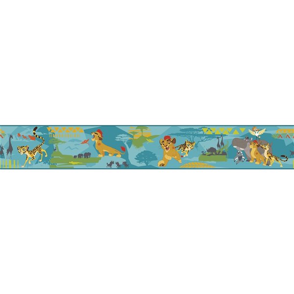 Bordure de papier peint encollé animaux de York Wallcoverings, 9 po x 15 pi, bleu/jaune/vert