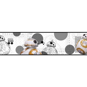 Bordure de papier peint encollé Star Wars de York Wallcoverings, 6 po x 15 pi, blanc/gris/noir