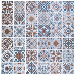 Papier peint en vinyle Falkirk Bhòid par Dundee Deco, motif géométrique, autoadhésif,36 pi², bleu/ocre/blanc