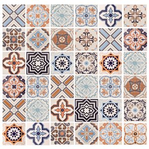 Papier peint en vinyle Falkirk Bhòid par Dundee Deco, motif géométrique, autoadhésif,36 pi², orange/brun/sarcelle