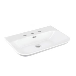 WS Bath Collections Edge Bathroom Sink with 3 Faucet Holes - White/Chrome