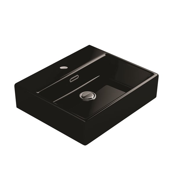 WS Bath Collections Quattro Wall-Mount Bathroom Sink - Gloss Black