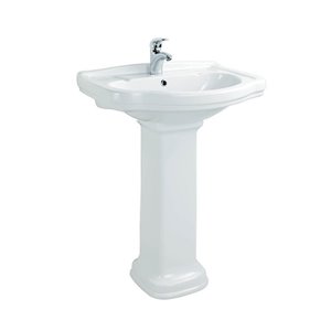 WS Bath Collections Klassic Bathroom Sink with 3 Faucet Holes - White