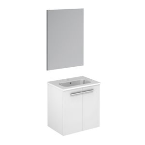 WS Bath Collections Start 20-in Glossy White Single Sink Bathroom Vanity with White Ceramic Top (Mirror Included)