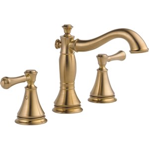 Robinet de salle de bain à large entraxe Cassidy de DELTA, 2 poignées, champagne bronze