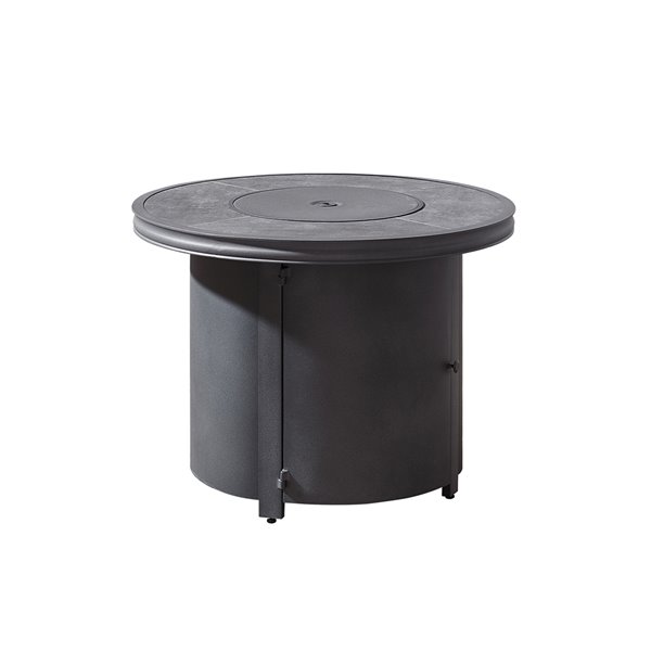 Grey Aluminum Natural Gas Fire Table, Black Round Gas Fire Pit Table