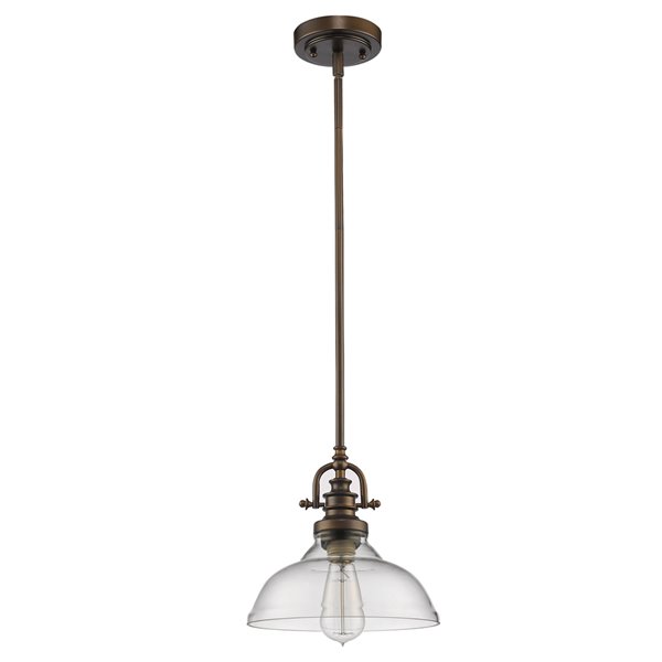 Luminaire suspendu 1 lumière avec verre clair Virginia de Acclaim Lighting, bronze huilé