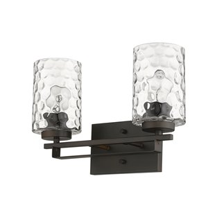 Applique de meuble-lavabo Livvy de Acclaim Lighting, 2 lumières, abat-jour verre optique, bronze huilé