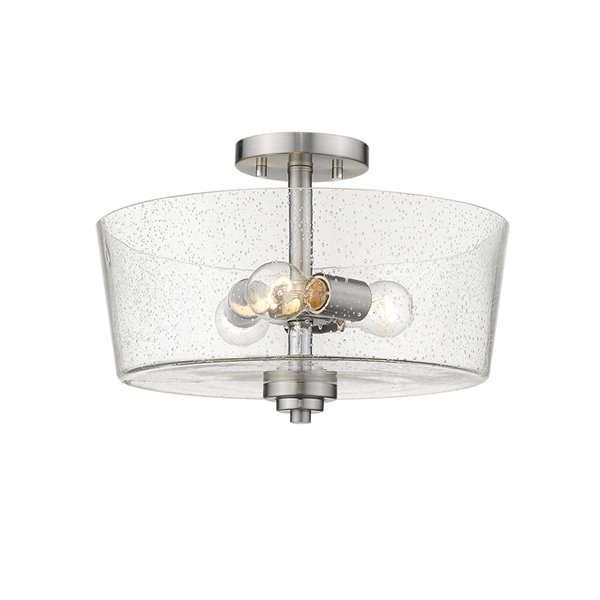 Semi-plafonnier moderne à 3 ampoules Rowe de Acclaim Lighting, 15 po, nickel satin