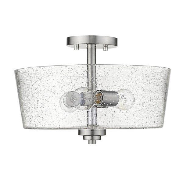 Semi-plafonnier moderne à 3 ampoules Rowe de Acclaim Lighting, 15 po, nickel satin