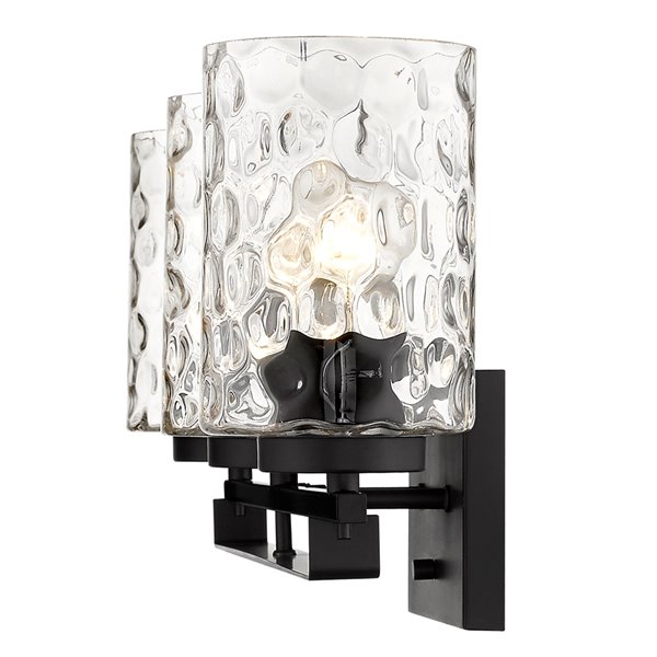 Applique de meuble-lavabo Livvy de Acclaim Lighting, 3 lumières, abat-jour verre optique, noir