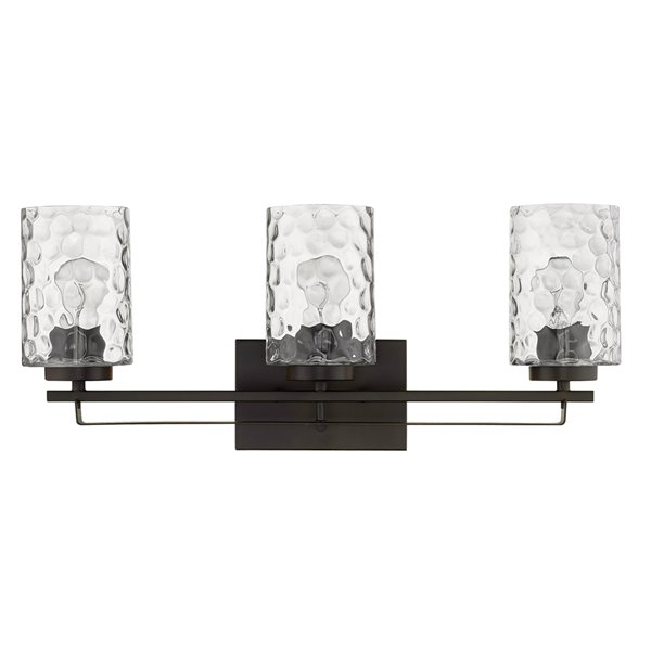 Applique de meuble-lavabo Livvy de Acclaim Lighting, 3 lumières, abat-jour verre optique, noir