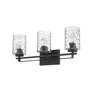 Applique de meuble-lavabo Livvy de Acclaim Lighting, 3 lumières, abat-jour verre optique, noir