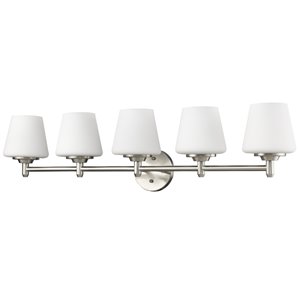 Luminaire pour salle de bain Paige de Acclaim Lighting, 5 lumières, nickel satiné