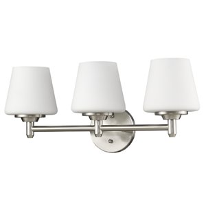 Applique de meuble-lavabo Paige de Acclaim Lighting, 3 lumières, nickel satiné