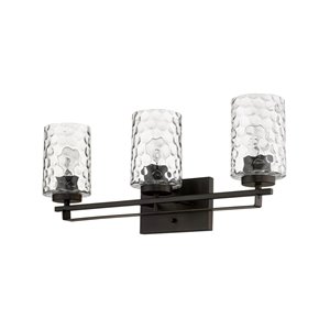Applique de meuble-lavabo Livvy de Acclaim Lighting, 3 lumières, abat-jour verre optique, bronze huilé