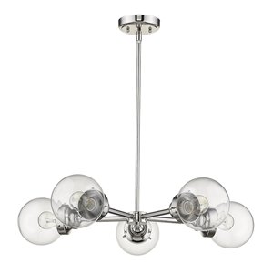 Luminaire suspendu rond à 5 ampoules Portsmith de Acclaim Lighting, nickel poli