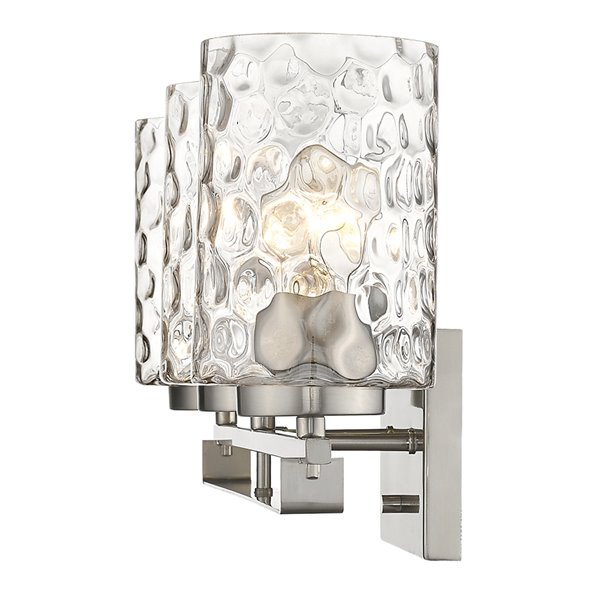 Applique de meuble-lavabo Livvy de Acclaim Lighting, 3 lumières, abat-jour verre optique, nickel satiné