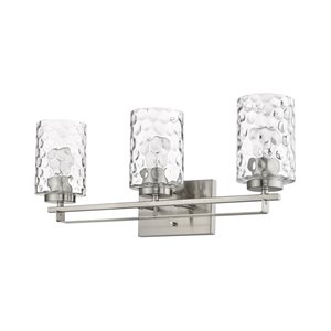 Applique de meuble-lavabo Livvy de Acclaim Lighting, 3 lumières, abat-jour verre optique, nickel satiné