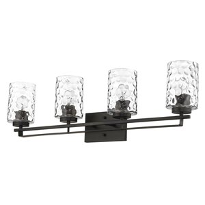 Applique de meuble-lavabo Livvy de Acclaim Lighting, 4 lumières, abat-jour verre optique, bronze huilé