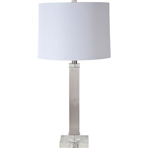 Lampe de Table Saul de Notre Dame Design, 27,5 po, abat-jour en tissu, nickel