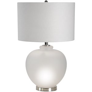 Lampe de Table Mir de Notre Dame Design, 26 po, abat-jour en tissu, blanc
