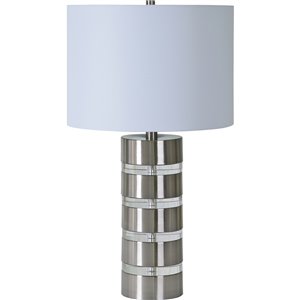 Lampe de Table Sonny de Notre Dame Design, 25 po, abat-jour en tissu, nickel