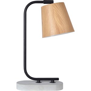 Lampe de Table Champion de Notre Dame Design, 15 po, abat-jour en bois, noir