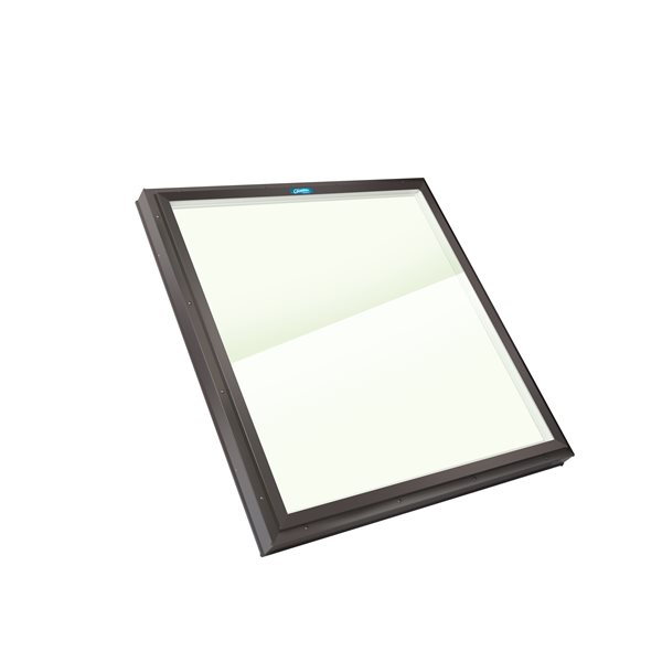 Columbia Double Glazed Neat 46.5 x 46.5 Curb Mount Glass Fixed Skylight - Brown