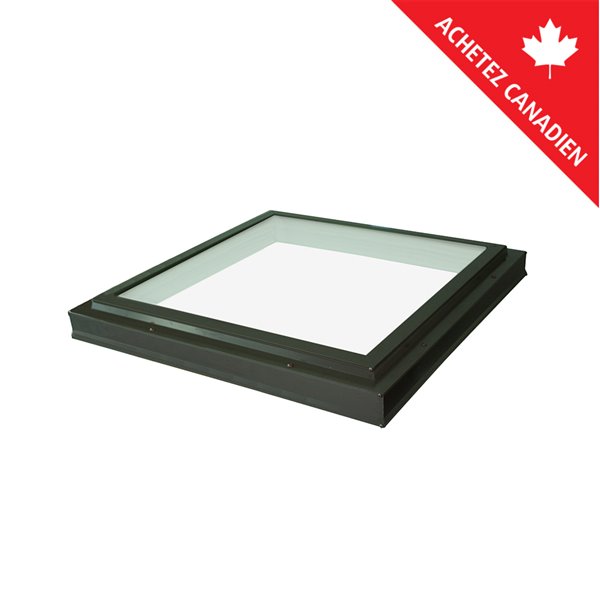 Puits de lumière fixe monté sur cadre 46.5 x 46.5, verre neat LoE3, cadre brun