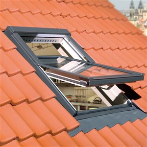 FAKRO 31 x 46-7/8 Deck Mount Centre Pivot Laminated Glass Roof Window