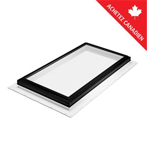 Puits de lumière fixe solin intégré 22.5 x 34.5, verre double transparent LoE3, cadre noir