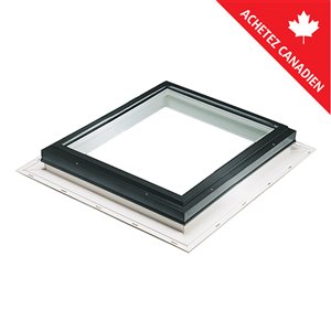 Puits de lumière fixe solin intégré 22.5 x 22.5, verre double transparent LoE3, cadre noir